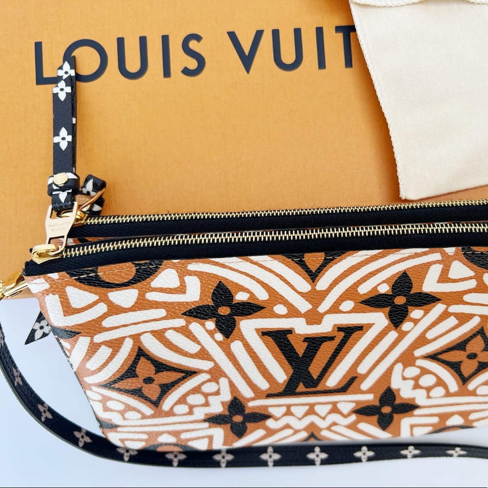 Louis Vuitton Monogram Crafty Double Pochette Crossbody Cream Caramel Clafoutis - Picture 6 of 14